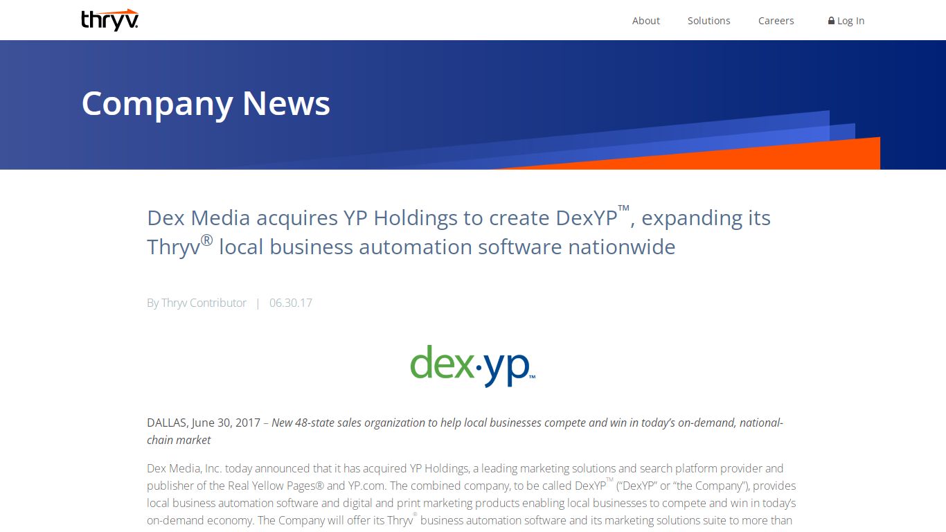 Dex Media acquires YP Holdings to create DexYP ... - Thryv, Inc.